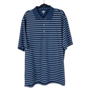 Jack Nicklaus Performance Golf Shirt XXL Mens Blue White Striped Short Sleeve